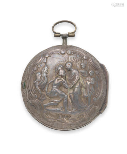 London Hallmark for 1737  G. Leekey, London. A silver key wind pair case pocket watch