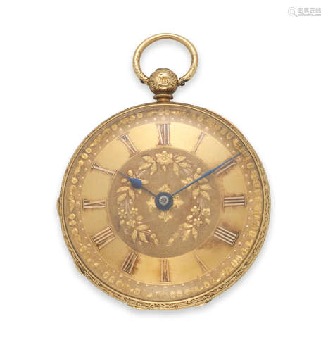 Hallmark for London 1849  W. C. Shaw, Argyle Street, Glasgow. An 18K gold key wind open face pocket watch