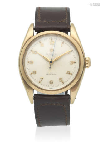 Oyster Precision, Ref: 6422, Glasgow Import mark for 1956  Rolex. A 9K gold manual wind wristwatch