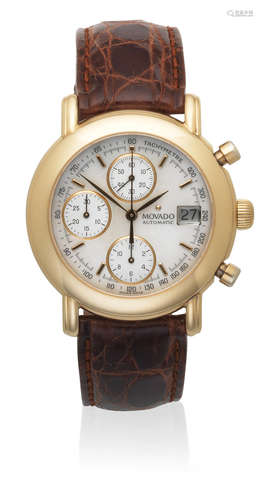 Ref: 40.A7.870, Circa 1995  Movado. An 18K gold automatic calendar chronograph wristwatch