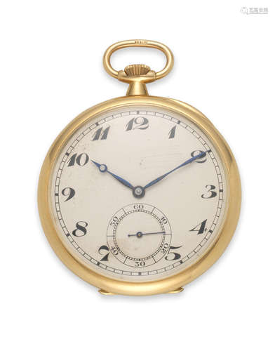 London Import mark for 1920  S & Co. An 18K gold keyless wind open face pocket watch