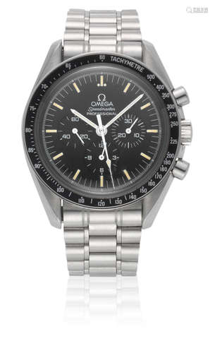 Speedmaster Professional Apollo XI, Ref: 3592.50.00, Sold September 1992  Omega. A stainless steel manual wind chronograph bracelet watch