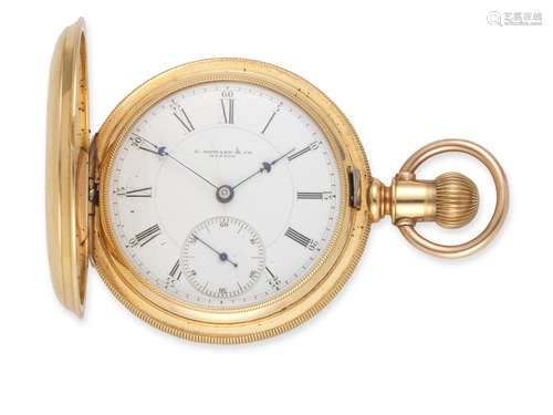 Circa 1887  E.Howard & Co, Boston. An 18K gold keyless wind open face full hunter pocket watch