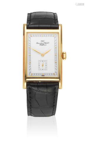 Portofino, Ref: 2550.001, Sold June 2009  IWC. An 18K gold manual rectangular wristwatch