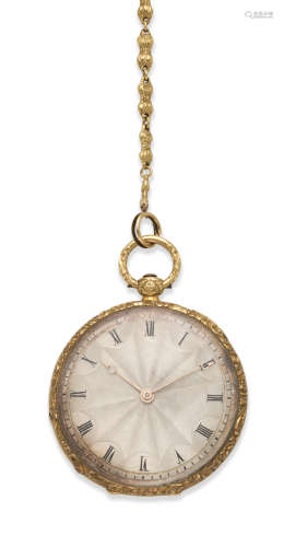Circa 1850  Breguet & Fils. An 18K gold key wind open face pocket watch