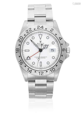 Explorer ll, Ref: 16570, Circa 1998  Rolex. A stainless steel automatic calendar bracelet watch with dual time zone