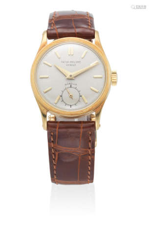 Circa 1955  Patek Philippe. An 18K gold manual wind wristwatch Retailed by Gübelin