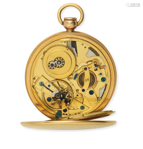 Sold 2nd July 1806  Breguet. A fine and rare continental gold key wind open face repeating atoc pocket watch