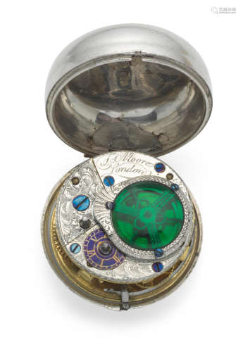 London Hallmark for 1768  T. Moore, London. A silver pair case pocket watch with decorative movement