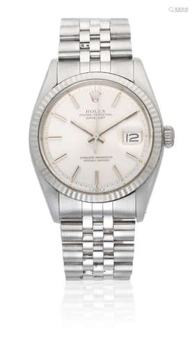 Datejust, Ref: 1603, Circa 1973  Rolex. A stainless steel automatic calendar bracelet watch