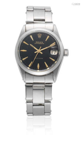 Oysterdate, Ref: 6466, Circa 1967  Rolex. A mid-size stainless steel manual wind calendar bracelet watch