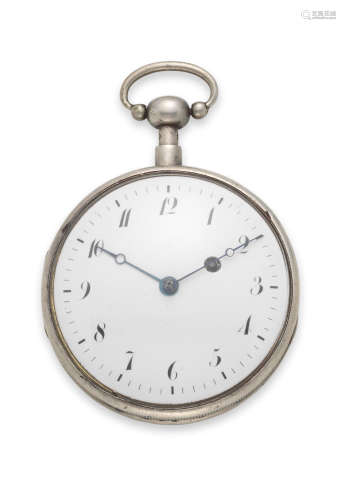 Circa 1820  Marguier a Maiche. A silver key wind open face quarter repeating pocket watch