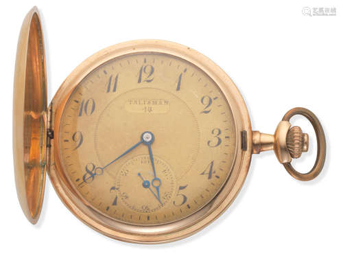 Circa 1900  Talisman. An 18K gold keyless wind full hunter pocket watch