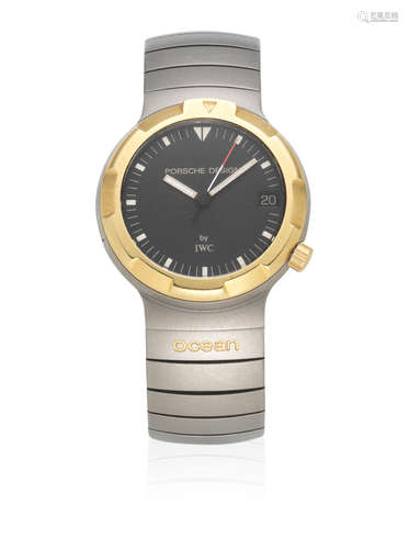 Ocean 500, Circa 1990  IWC for Porsche Design. A titanium and gold automatic calendar bracelet watch