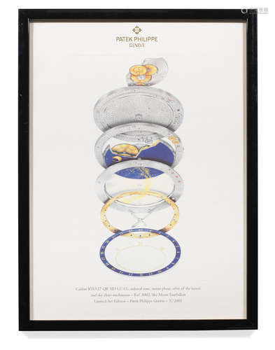 2001  A framed Limited Edition Patek Philippe lithograph depicting a Ref.5002 Sky Moon Tourbillon