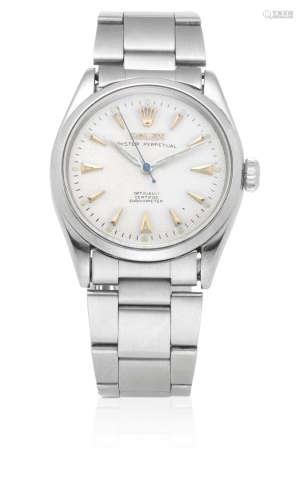Oyster Perpetual, Ref: 6284, Circa 1955  Rolex. A stainless steel automatic bracelet watch