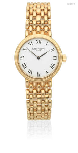 Calatrava, Ref: 4809/2J-011, Sold 7th December 2000  Patek Philippe. A lady's 18K gold manual wind bracelet watch