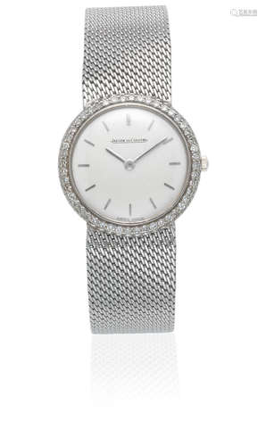 Circa 1965  Jaeger-LeCoultre. A lady's 18K white gold and diamond set manual wind bracelet watch