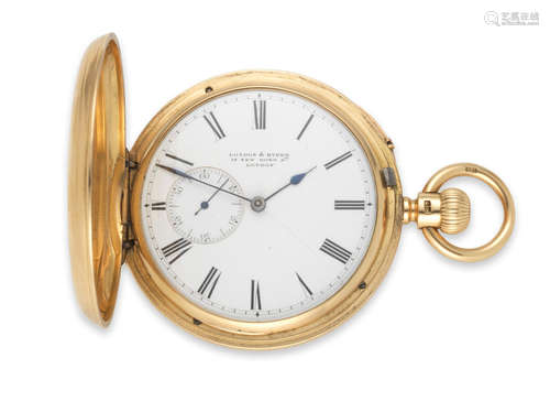 London Hallmark for 1879  London & Ryder, 17 New Bond Street, London. An 18K gold full hunter pocket watch