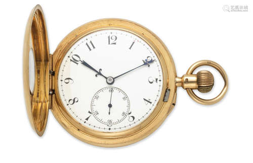 London Hallmark for 1903  Goldsmiths Company, 112 Regent Street. An 18K gold keyless wind half hunter pocket watch