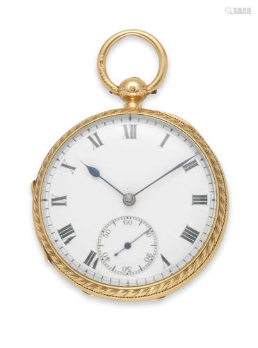 London Hallmark for 1873  J. R. Harris, London. An 18K gold key wind open face pocket watch