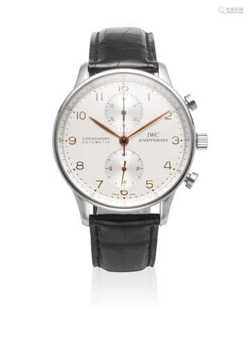 Portuguese, Ref: 3714, Sold 19th January 2001  IWC. A stainless steel automatic chronograph wristwatch