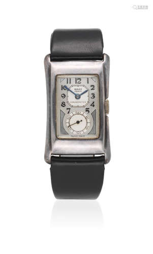 Prince, Ref: 971, Glasgow Import Mark for 1930  Rolex. A silver manual wind rectangular wristwatch