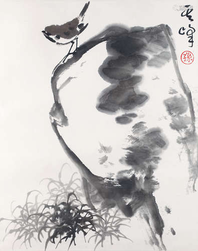 孙其峰（b.1920） 雀石图 纸本设色 镜框