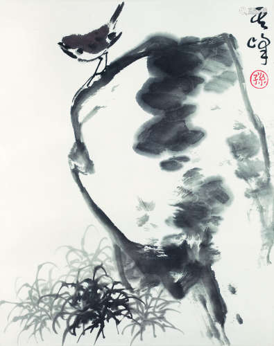 孙其峰（b.1920） 雀石图 纸本设色 镜框