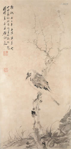 刘万鸣（b.1968） 2008年 听秋 纸本设色 镜框