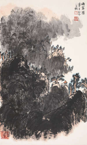 孙克纲（1923-2007） 雨霁图 纸本设色 立轴