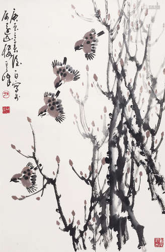 孙其峰（b.1920） 2000年 春来早 纸本设色 立轴