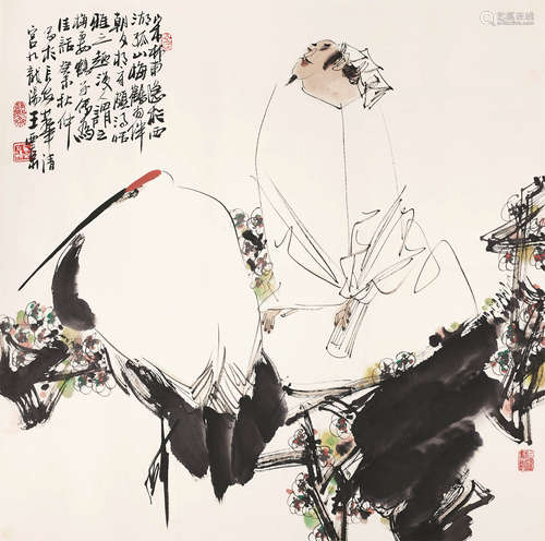 王西京（b.1946） 2003年 梅鹤高隐 纸本设色 镜心