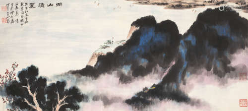 慕凌飞（1913-1997） 1983年 湖山清夏 纸本设色 立轴