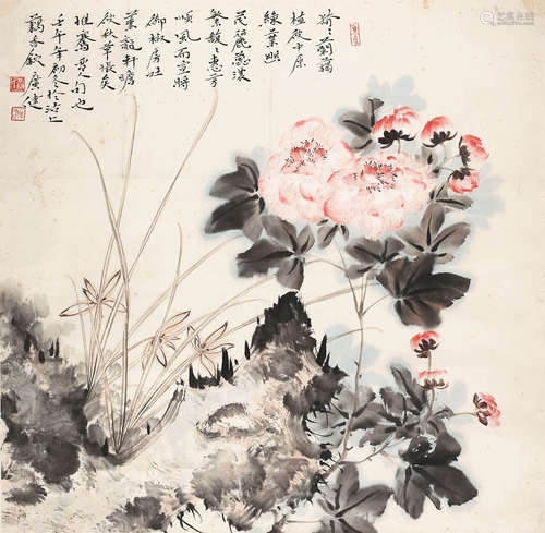 贾广健（b.1964） 2002年 芙蓉 纸本设色 镜片