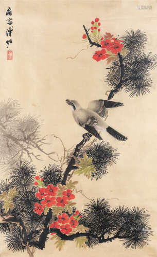 溥 佐（1918-2001） 松趣 绢本设色 镜框