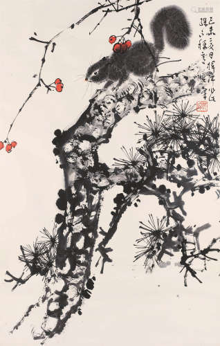 孙其峰（b.1920） 1979年 松趣 纸本设色 镜框