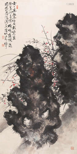 黎雄才(1910-2001) 山谷幽兰图 纸本设色 立轴