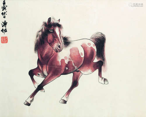 溥 佐（1918-2001） 1962年 马 纸本设色 镜框