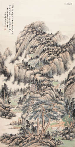 张石园（1898-1959） 1941年 清光咫尺五云间 纸本设色 立轴