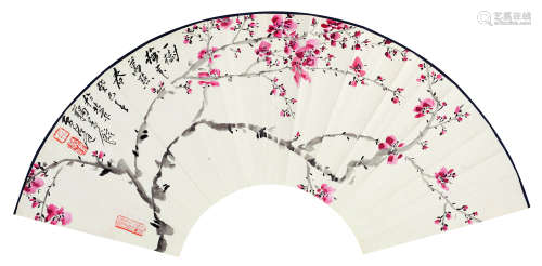 贾广健（b.1964） 2013年 一树梅花万点春 纸本设色 扇面