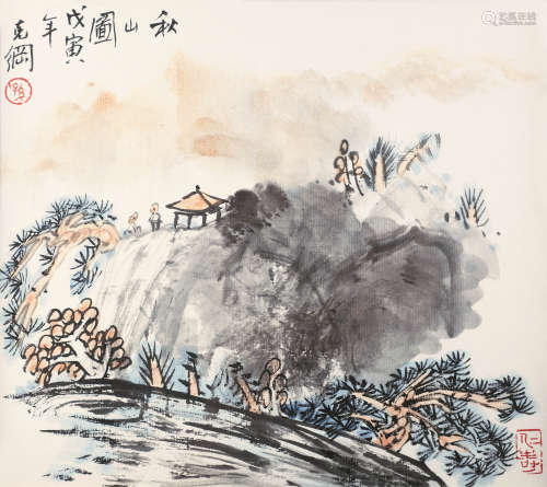 孙克纲（1923-2007） 秋山图 纸本设色 镜框