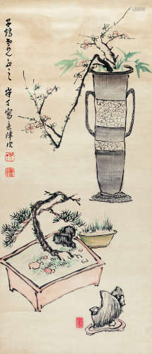 陈半丁（1876-1970） 清供 绫本设色 立轴