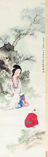 王叔晖(1912-1985)  母子图 纸本设色 镜心