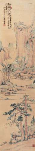樊浩霖(1885-1962) 1936年 幽居平远图 纸本设色 立轴
