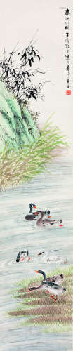 孔 宣（1873-1926） 春江水暖 纸本设色 立轴