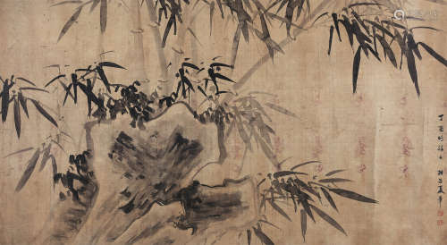 夏 翚 1897年 竹石图 绢本水墨 镜心
