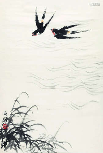 孙其峰（b.1920）  双燕 纸本设色 镜片