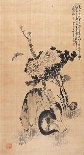 李石君（1867-1933） 耄耋图 绢本设色 立轴