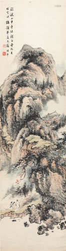 姚叔平（?-1924） 山中有韵 纸本设色 立轴